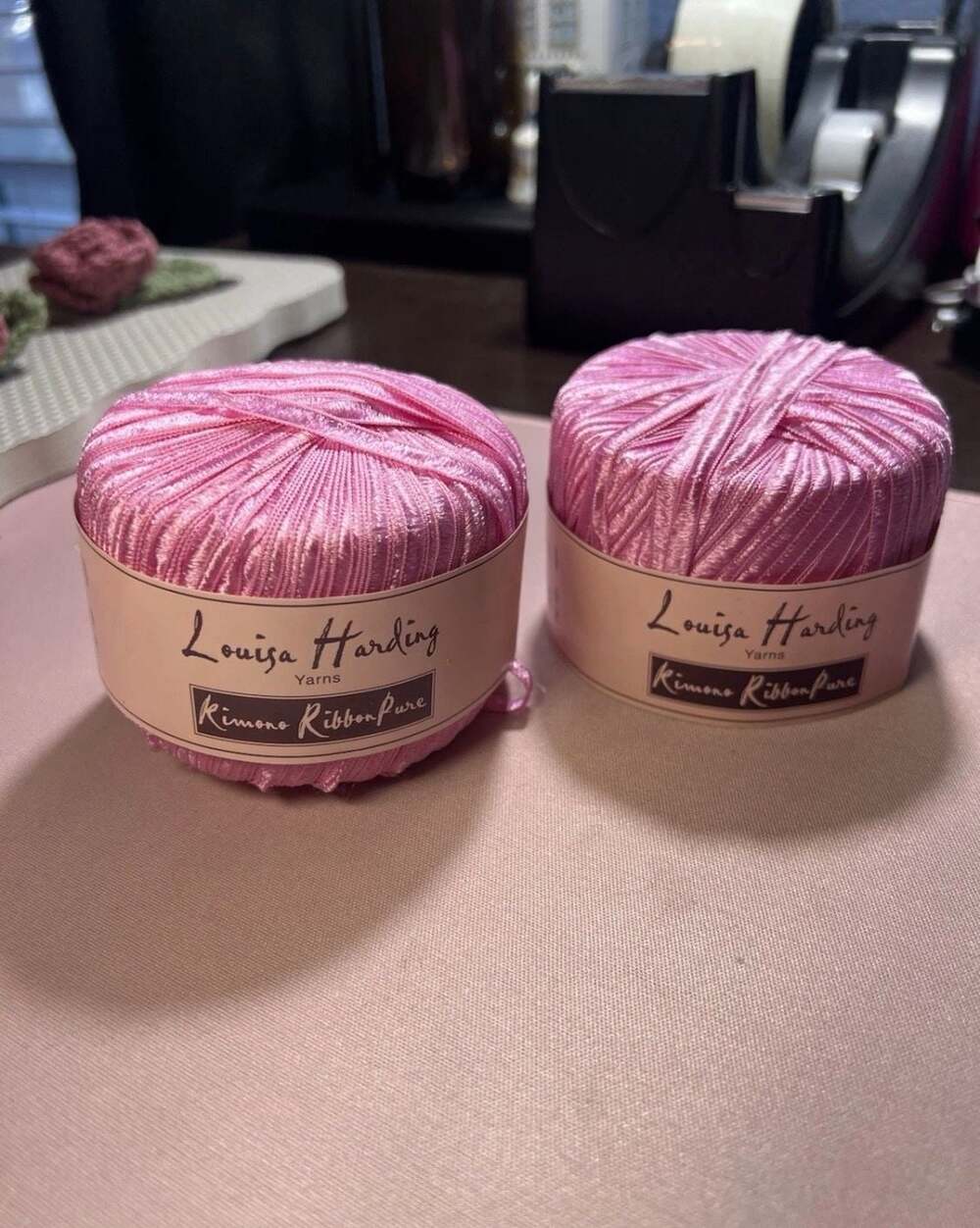 Louisa Harding Yarns Kimono Ribbon Pure 100% Nylon Pink Yarn, 2 Skeins